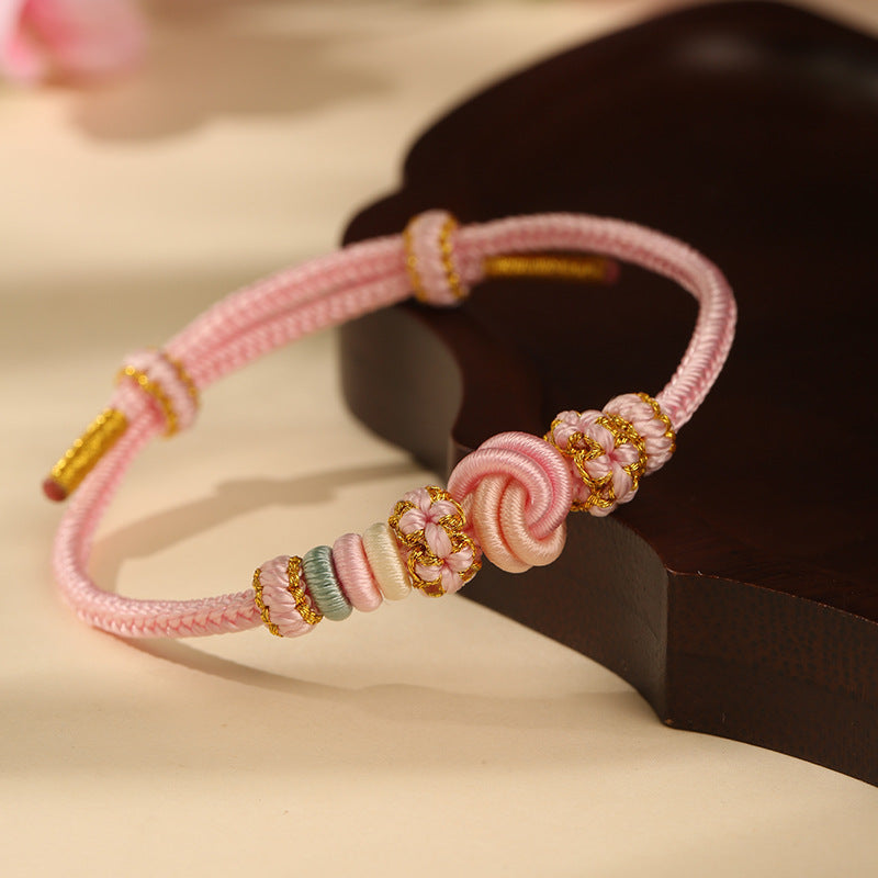Adjustable Handwoven Bracelet with Traditional "Smile" Knot, Luck & Friendship Jewelry for Women