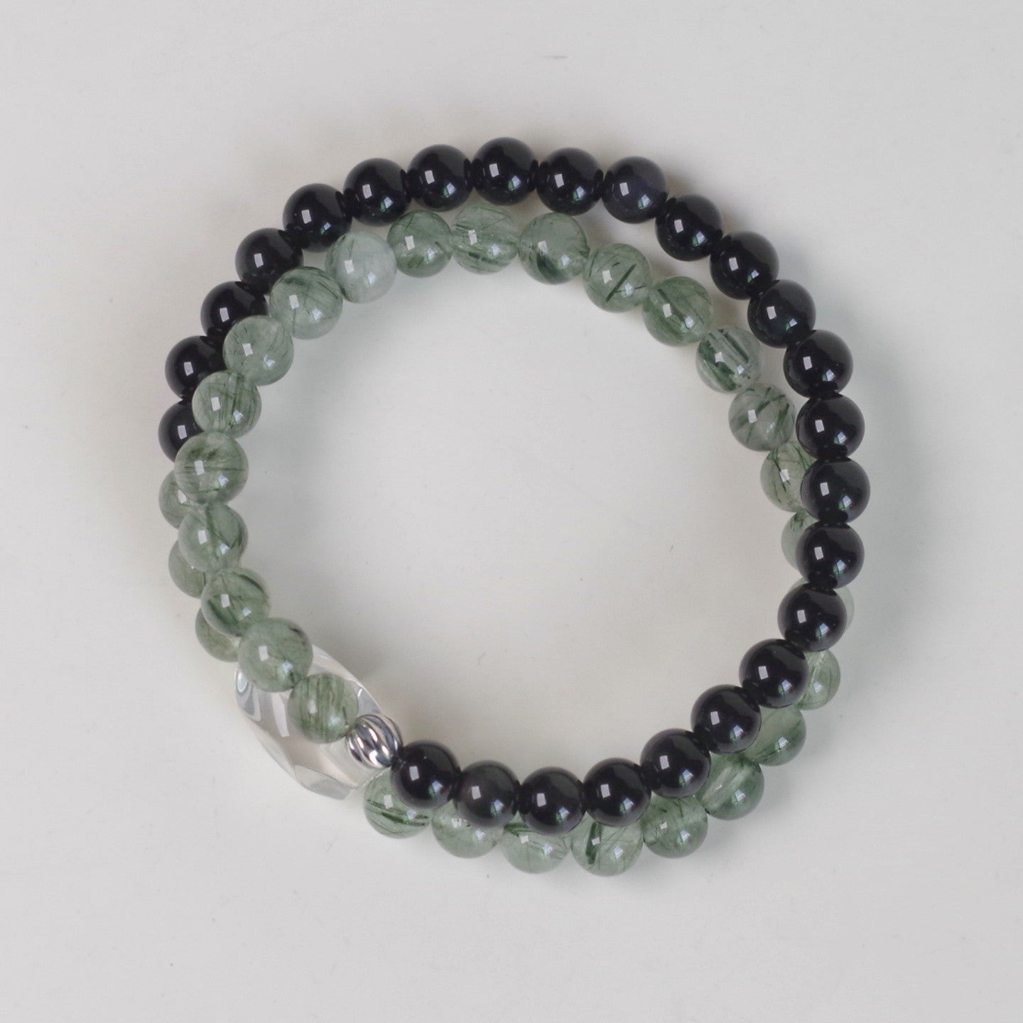 Green & Black Crystal Double-Loop Bracelet, Natural Harmony Jewelry for Women Secondary image