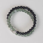 Green & Black Crystal Double-Loop Bracelet, Natural Harmony Jewelry for Women
