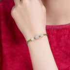 Adjustable Green Handwoven Zodiac Bracelet, Traditional Braid with Jade Accents, Luck & Protection Jewelry for Men & Women