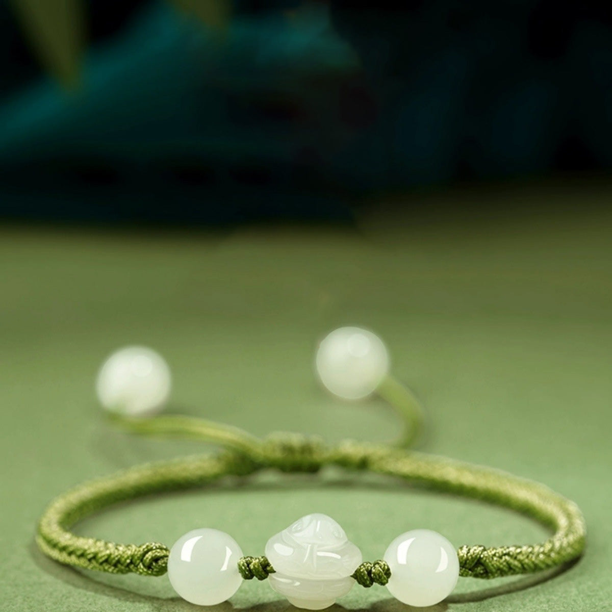 Adjustable Green Handwoven Zodiac Bracelet, Traditional Braid with Jade Accents, Luck & Protection Jewelry for Men & Women