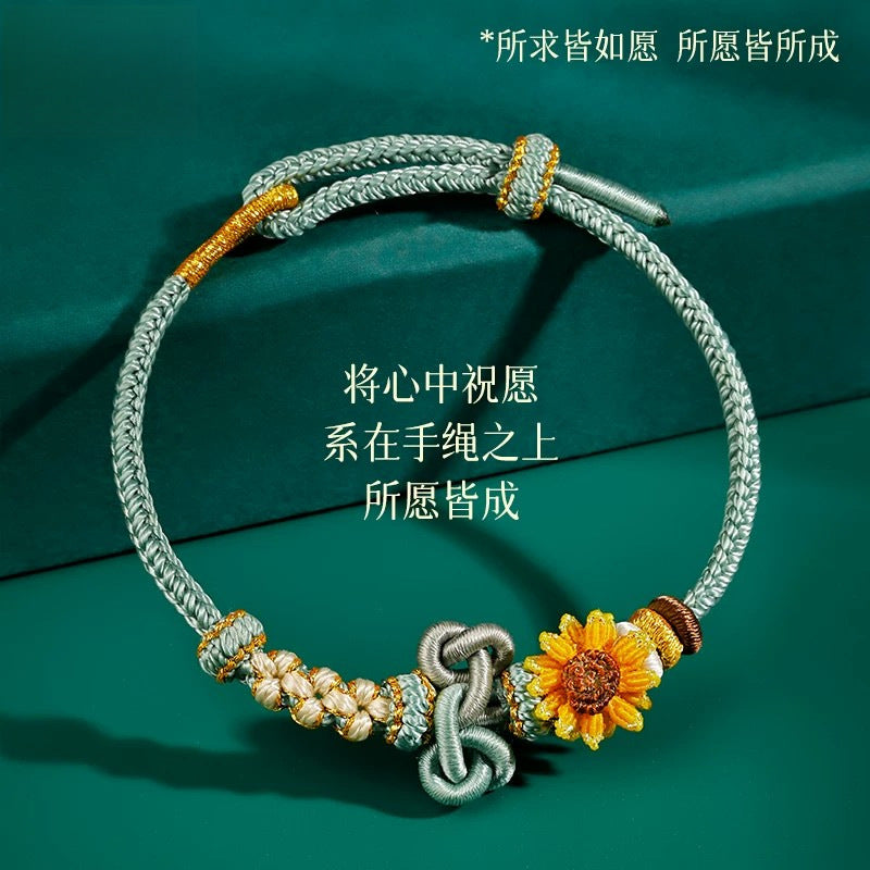 Adjustable Handwoven Bracelet with "Wen Chang Knot", Luck & Success Jewelry for Students